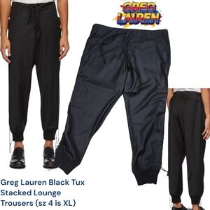 Greg Lauren Black Tux Stacked Lounge Trouser Rework Wool Blend Men's Pant 4 / XL